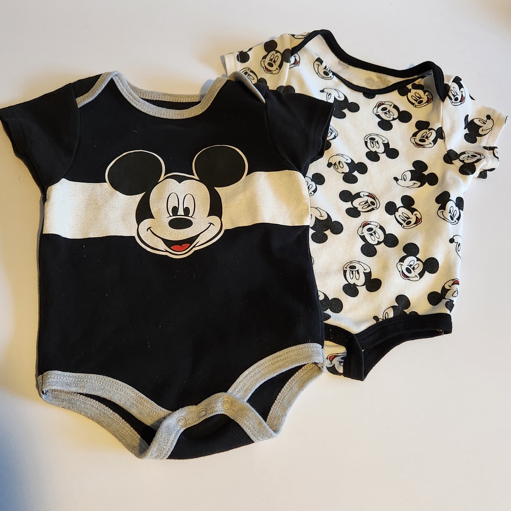 NWOT 18M Disney Mickey Mouse Black and White Baby Onesies